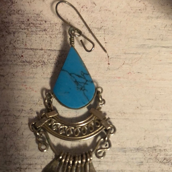 Turquoise Teardrop Dangle Earring - Picture 2 of 8